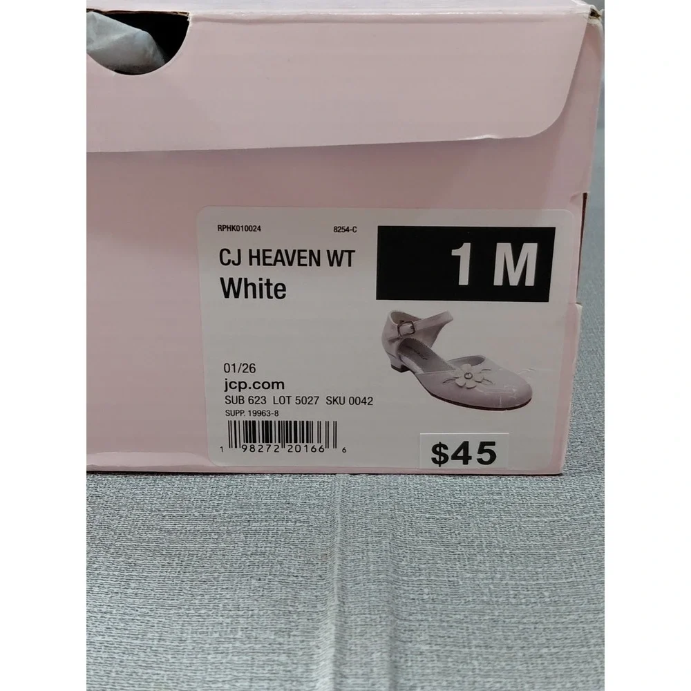 Christie & Jill Lil Heaven Girls Round Mary Jane Shoes US 1M White Ankle Strap